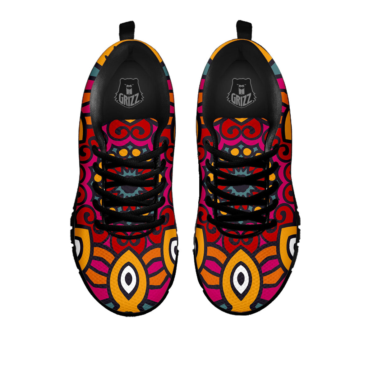 Mandala Bohemian Native Print Pattern Black Sneaker-grizzshop