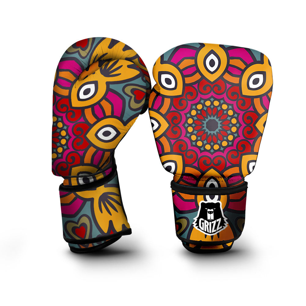 Mandala Bohemian Native Print Pattern Boxing Gloves-grizzshop