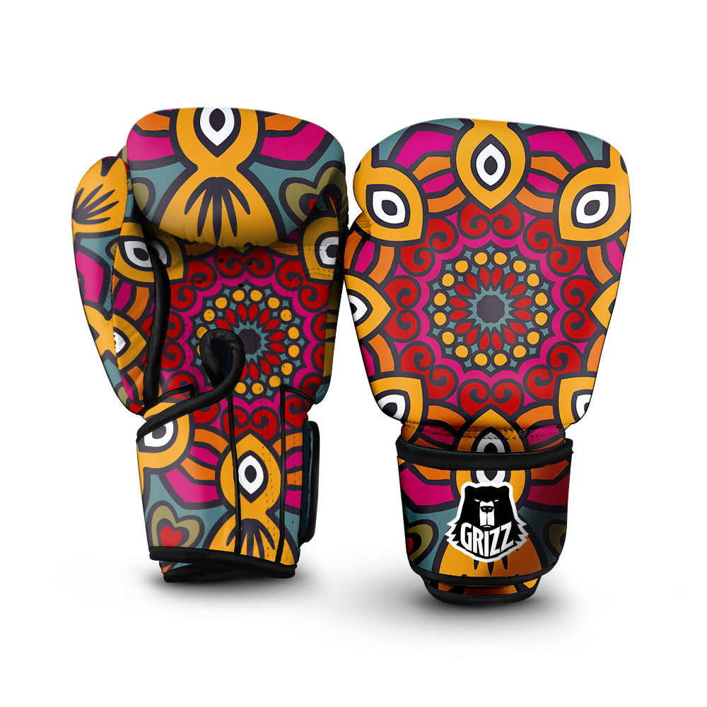 Mandala Bohemian Native Print Pattern Boxing Gloves-grizzshop