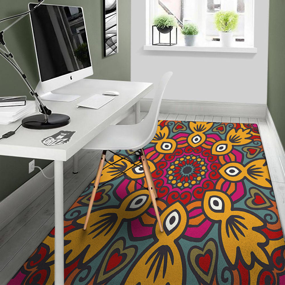 Mandala Bohemian Native Print Pattern Floor Mat-grizzshop
