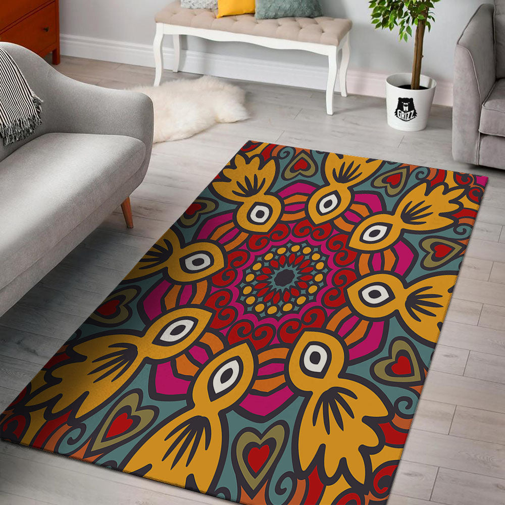Mandala Bohemian Native Print Pattern Floor Mat-grizzshop