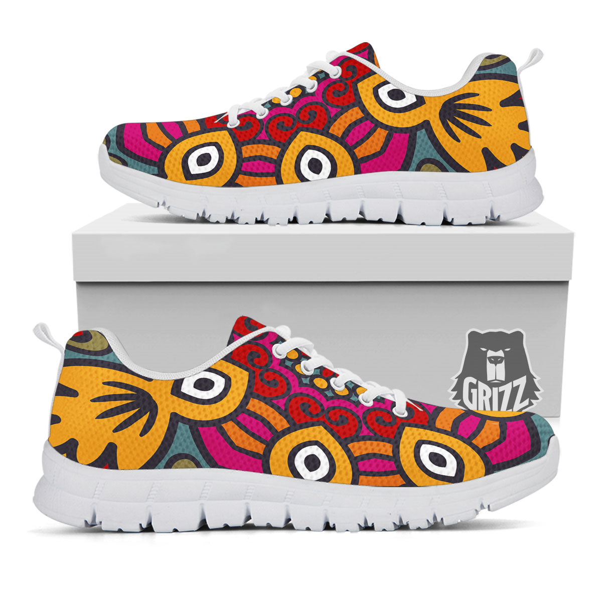 Mandala Bohemian Native Print Pattern White Sneaker-grizzshop