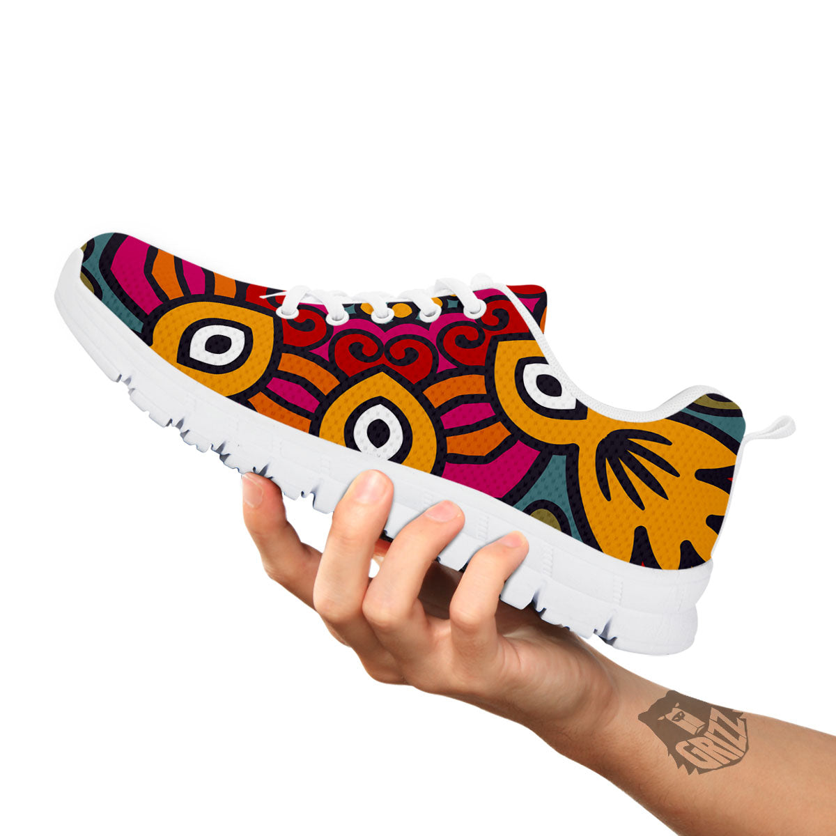Mandala Bohemian Native Print Pattern White Sneaker-grizzshop