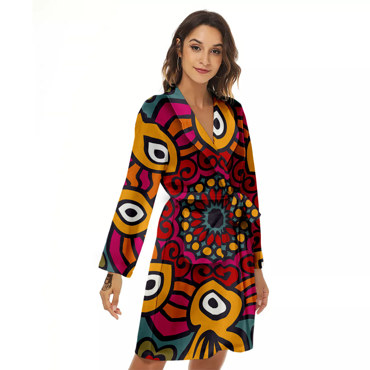 Mandala Bohemian Native Print Pattern Women's Robe-grizzshop