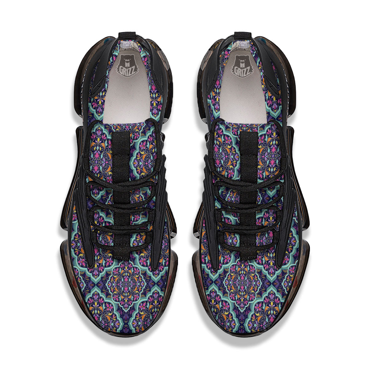 Mandala Bohemian Purple Print Pattern Black Gym Shoes-grizzshop