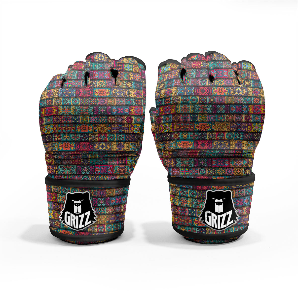 Mandala Bohemian Rectangle Print Pattern MMA Gloves-grizzshop
