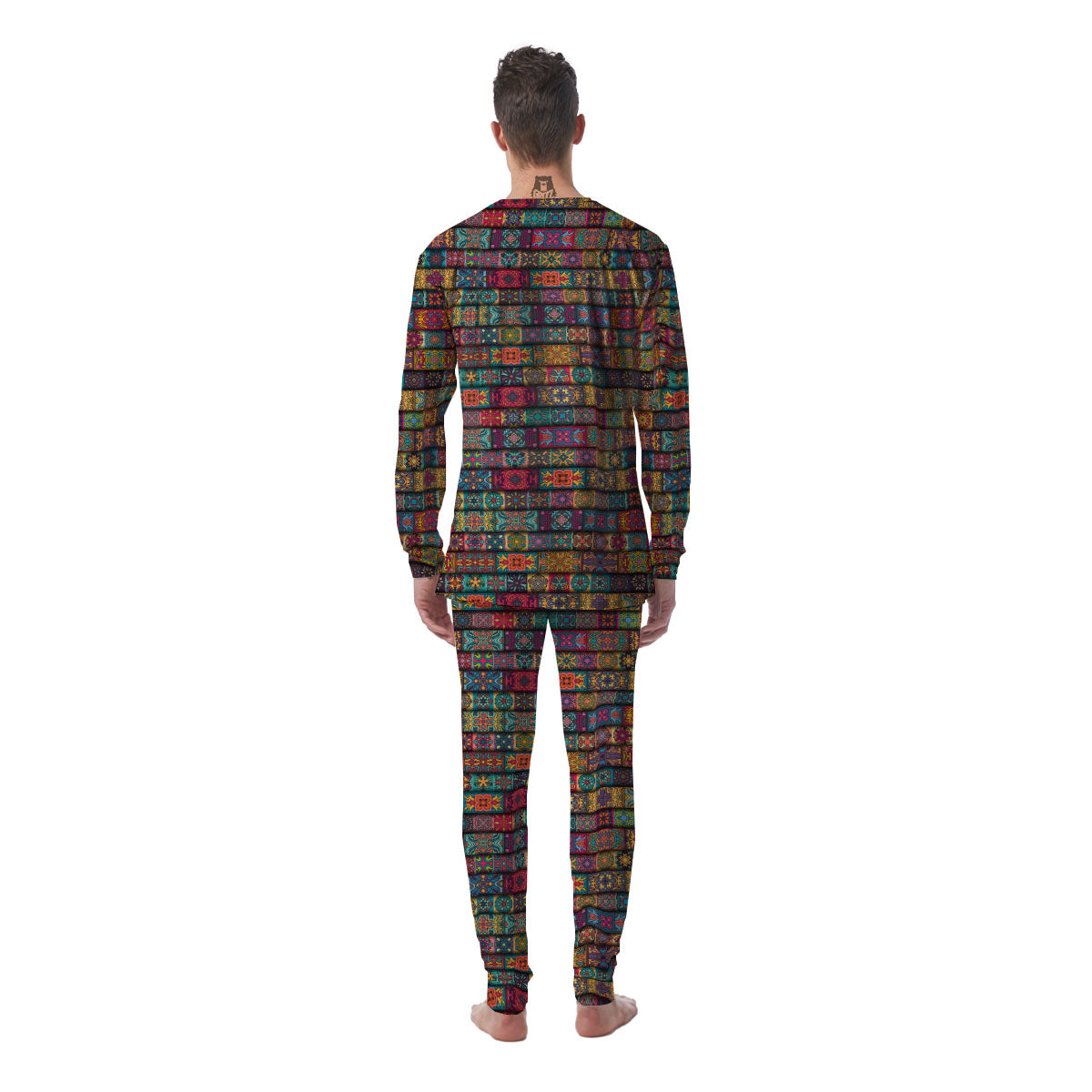 Mandala Bohemian Rectangle Print Pattern Men's Pajamas-grizzshop