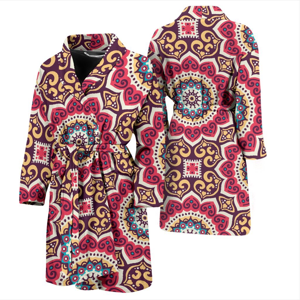 Mandala Boho Bohemian Pattern Print Men Long Robe-grizzshop