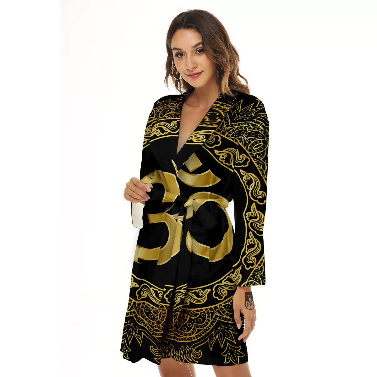 Mandala Boho Om Print Women's Robe-grizzshop