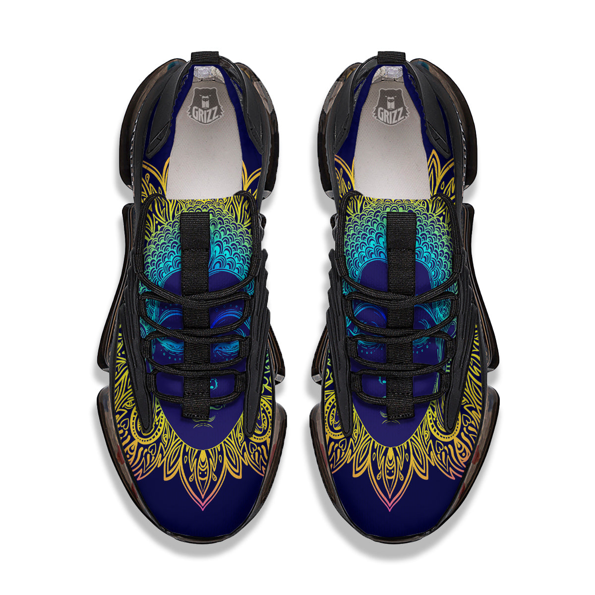 Mandala Buddha Colorful Print Black Gym Shoes-grizzshop