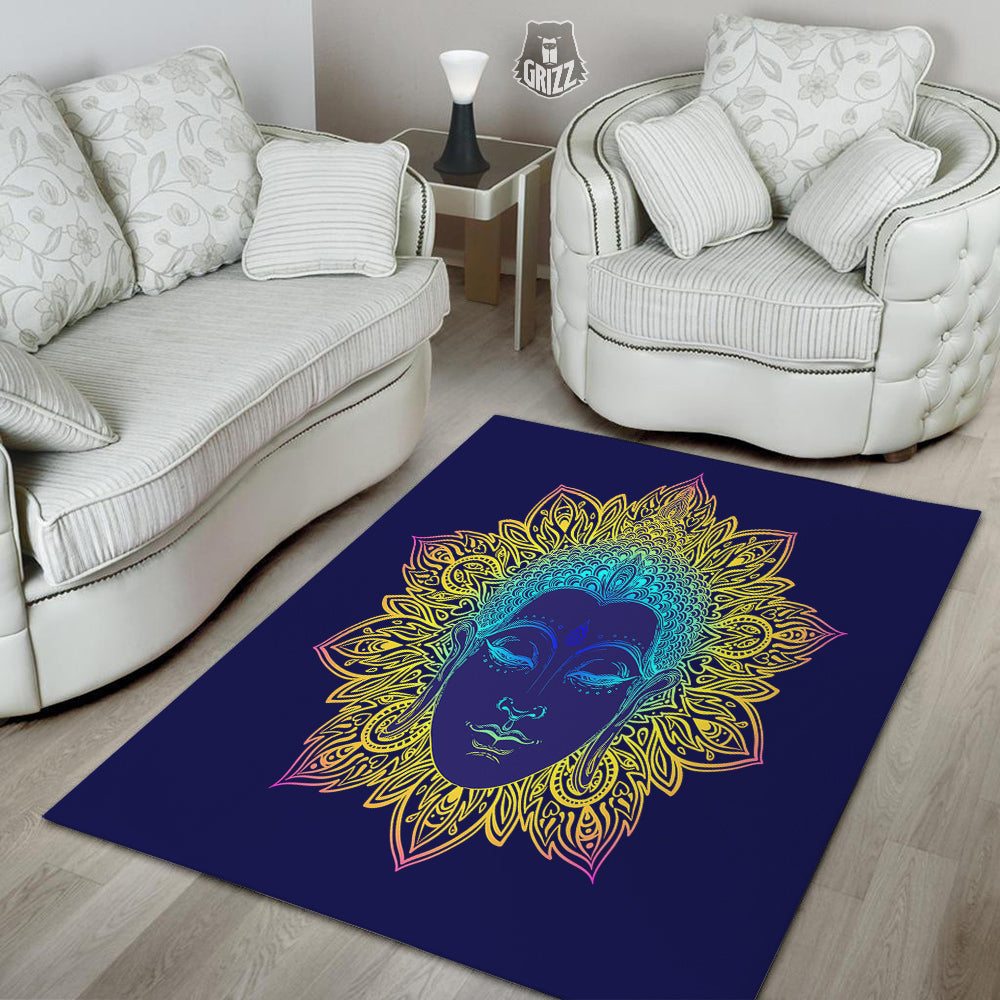 Mandala Buddha Colorful Print Floor Mat-grizzshop