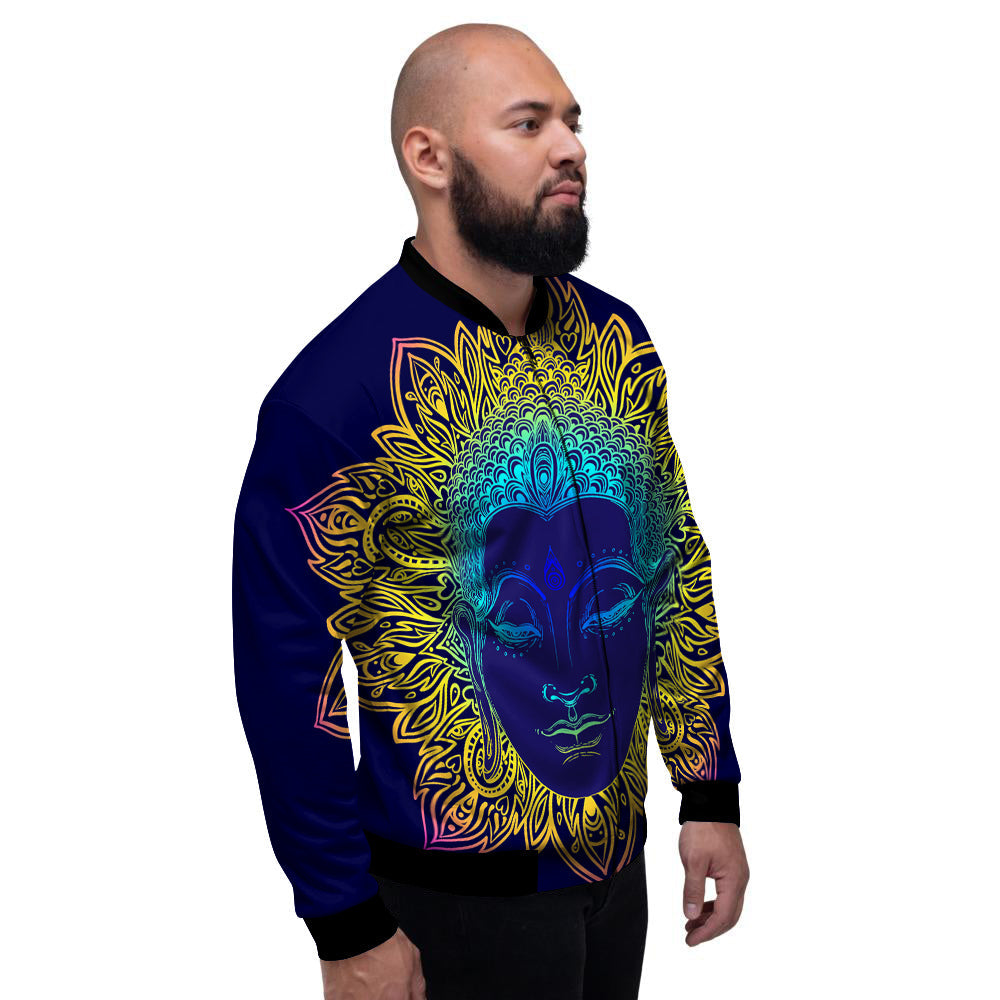 Mandala Buddha Colorful Print Men's Bomber Jacket-grizzshop