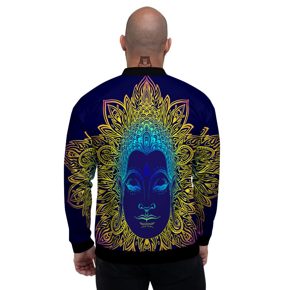 Mandala Buddha Colorful Print Men's Bomber Jacket-grizzshop