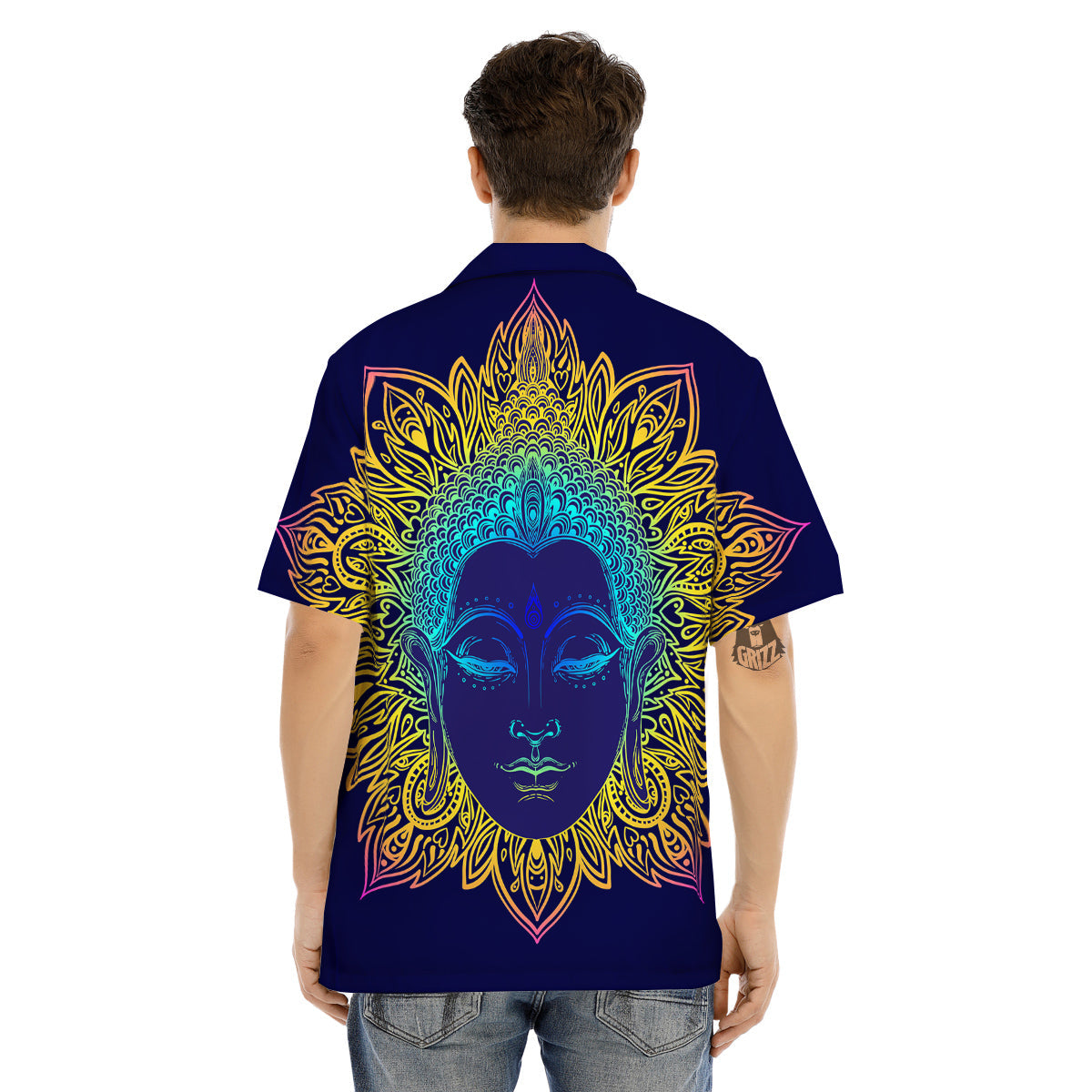 Mandala Buddha Colorful Print Men's Hawaiian Shirt-grizzshop