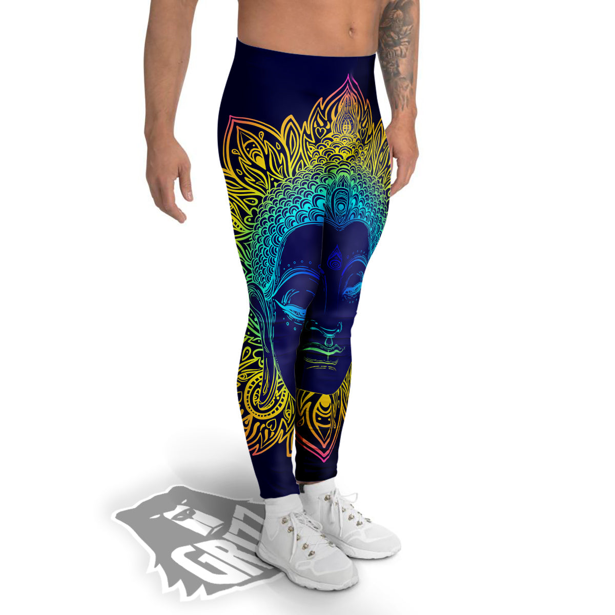 Mandala Buddha Colorful Print Men's Leggings-grizzshop