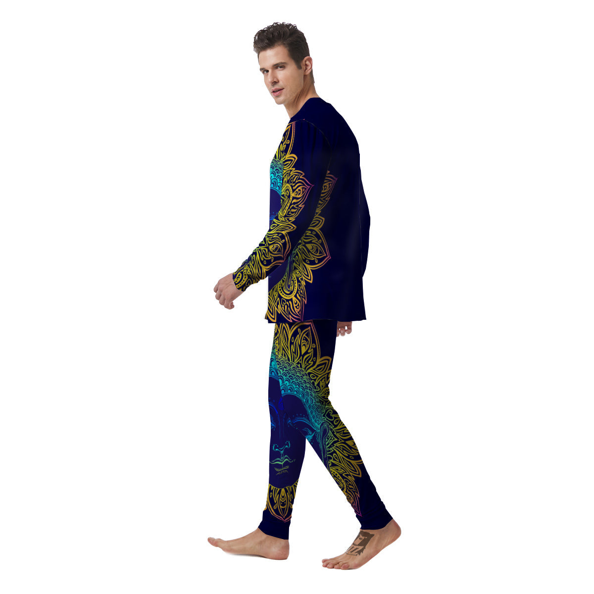 Mandala Buddha Colorful Print Men's Pajamas-grizzshop