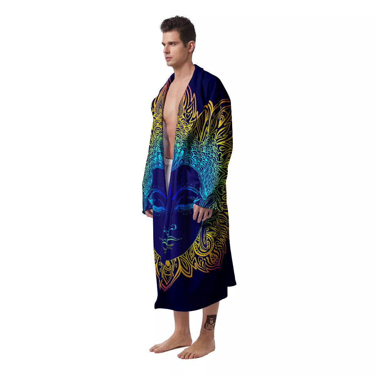 Mandala Buddha Colorful Print Men's Robe-grizzshop