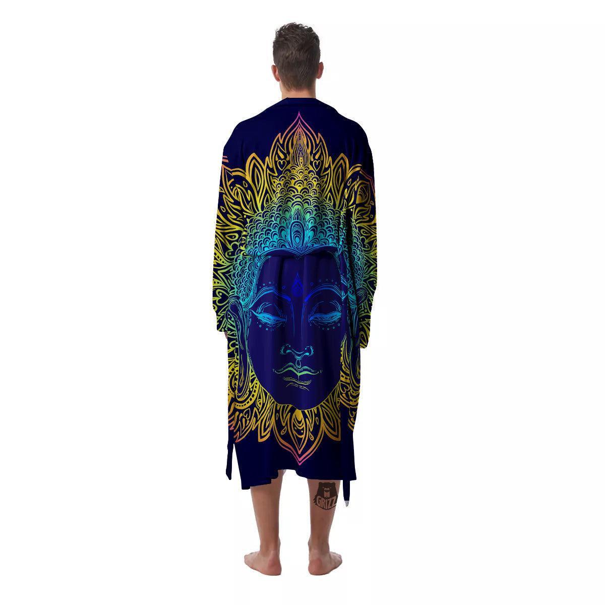 Mandala Buddha Colorful Print Men's Robe-grizzshop