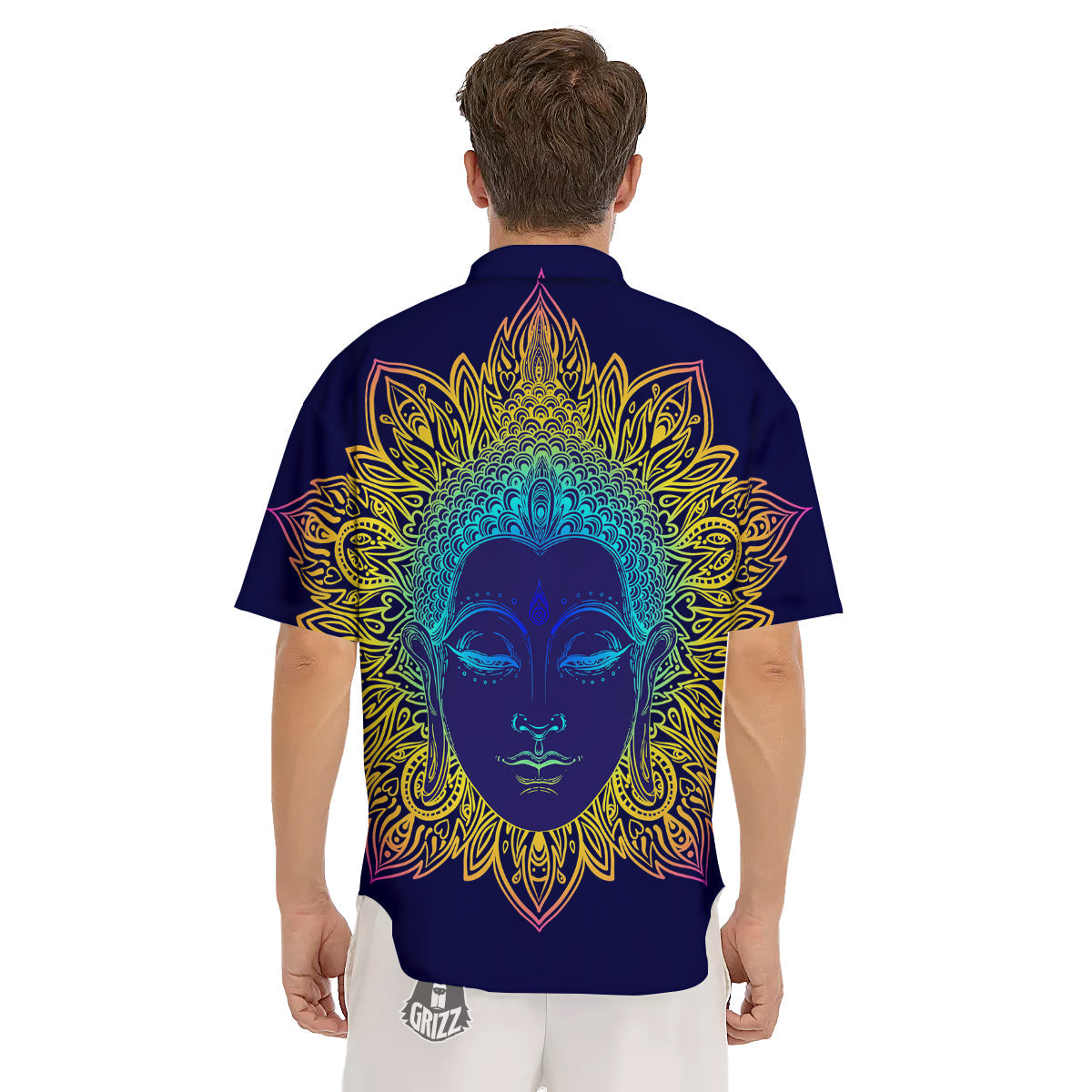 Mandala Buddha Colorful Print Men's Short Sleeve Shirts-grizzshop