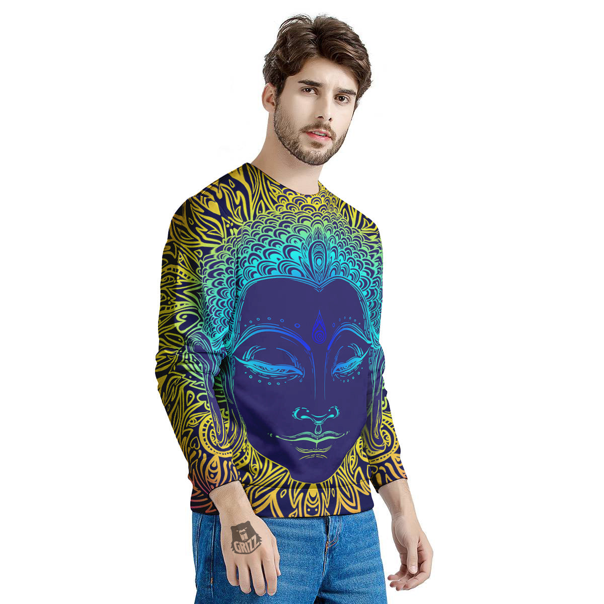 Mandala Buddha Colorful Print Men's Sweatshirt-grizzshop