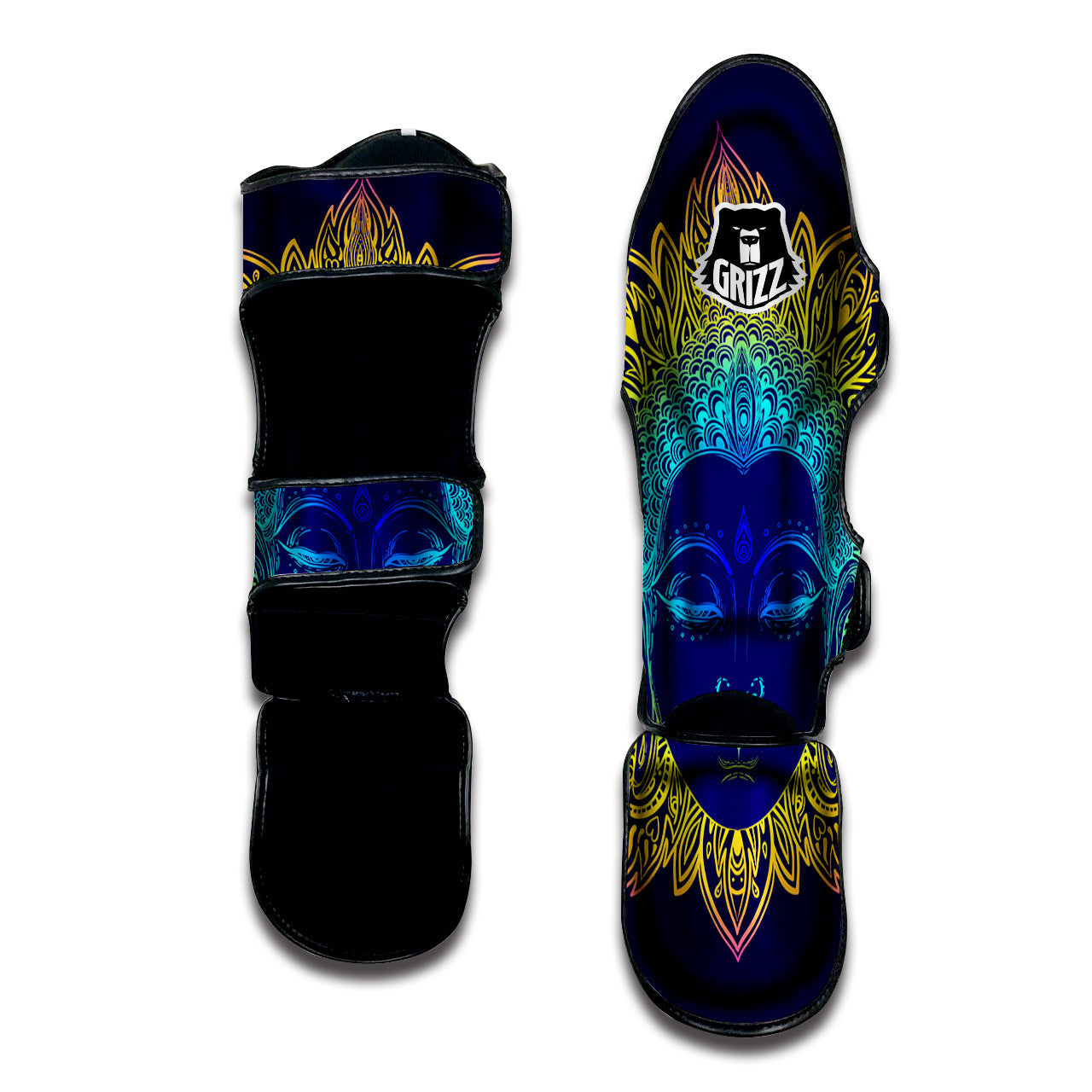 Mandala Buddha Colorful Print Muay Thai Shin Guards-grizzshop