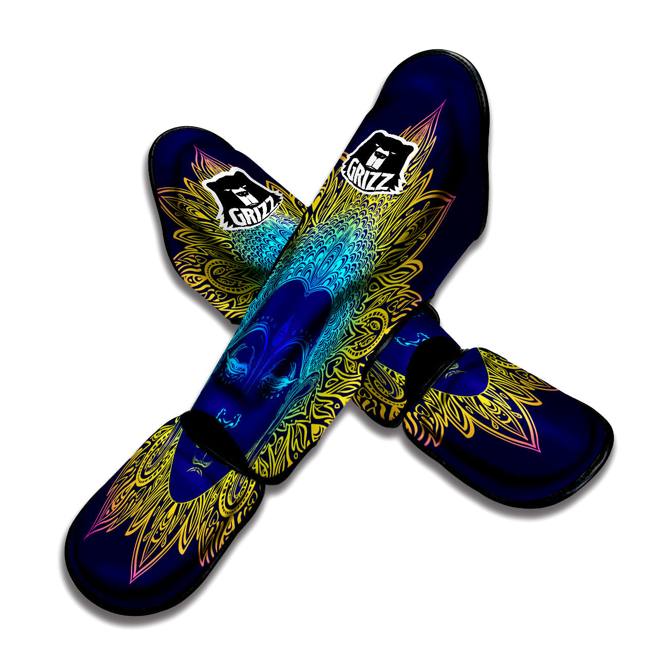 Mandala Buddha Colorful Print Muay Thai Shin Guards-grizzshop