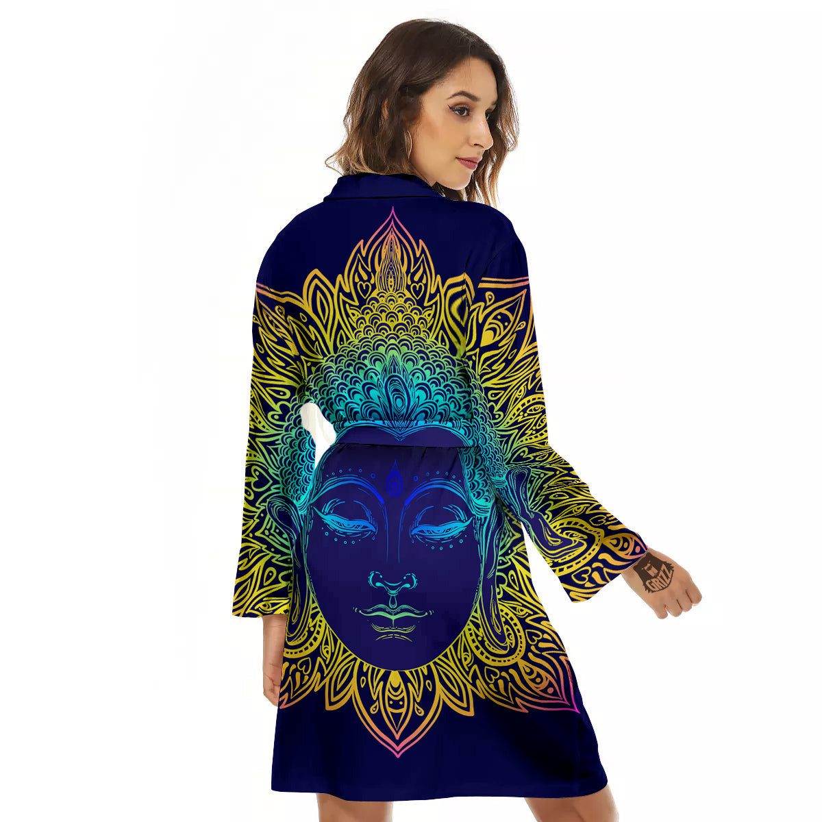 Mandala Buddha Colorful Print Women's Robe-grizzshop