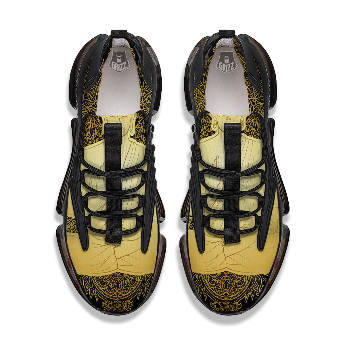 Mandala Buddha Statue Print Black Gym Shoes-grizzshop