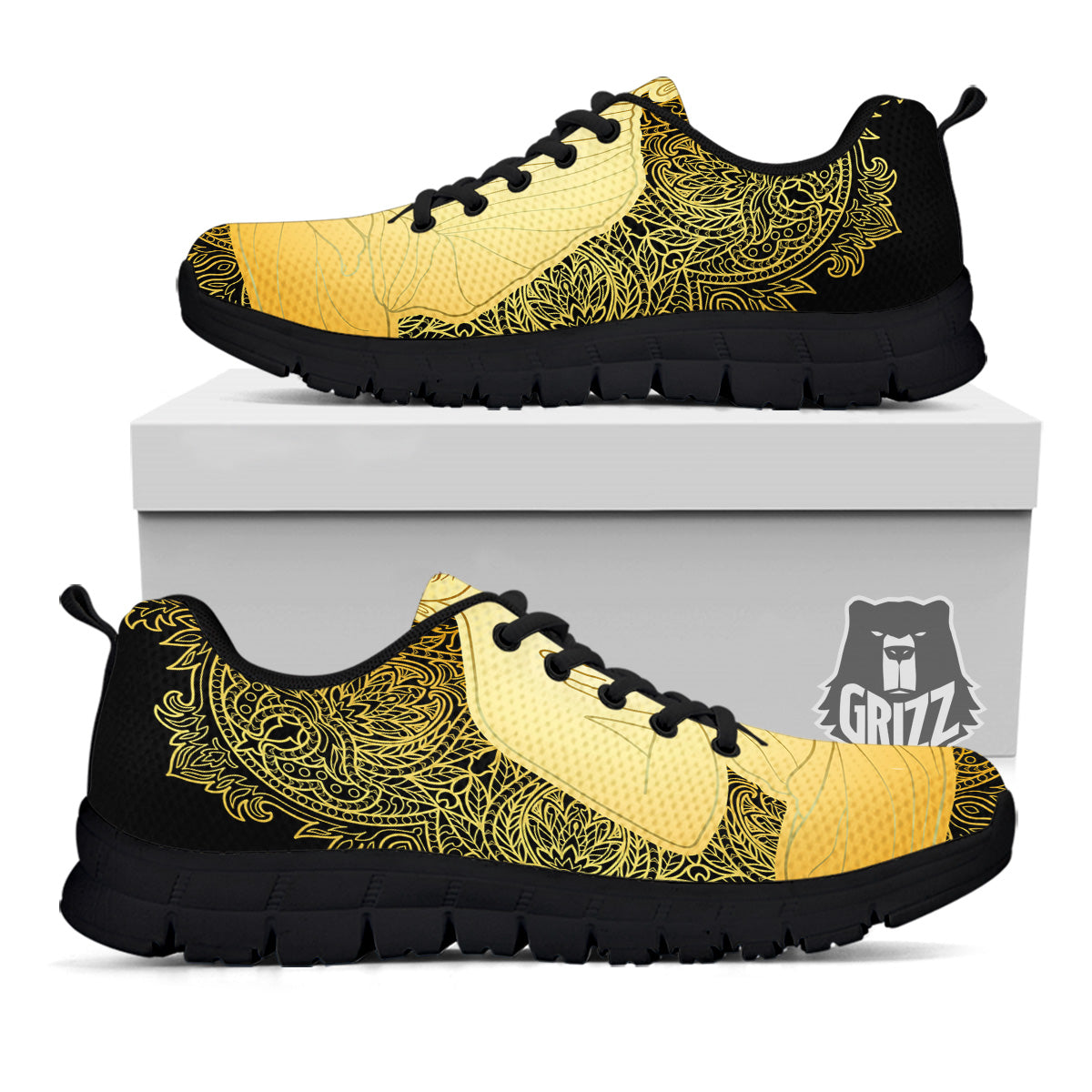 Mandala Buddha Statue Print Black Sneaker-grizzshop
