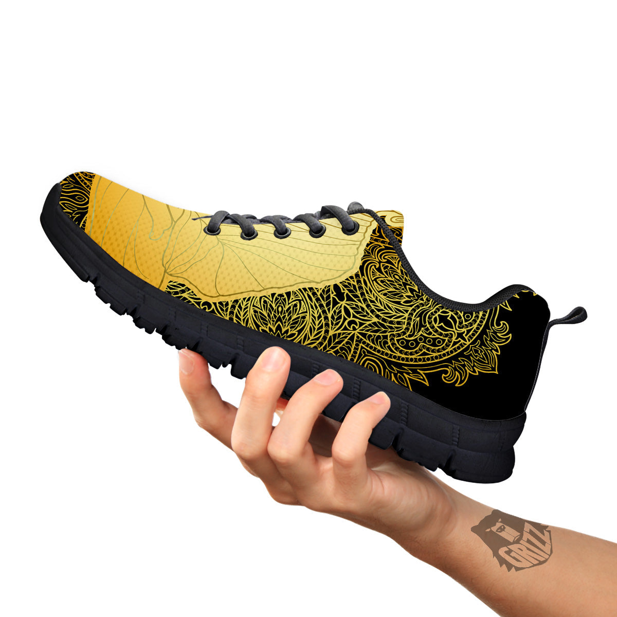 Mandala Buddha Statue Print Black Sneaker-grizzshop