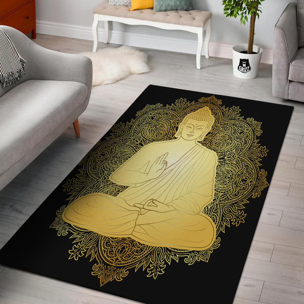 Mandala Buddha Statue Print Floor Mat-grizzshop