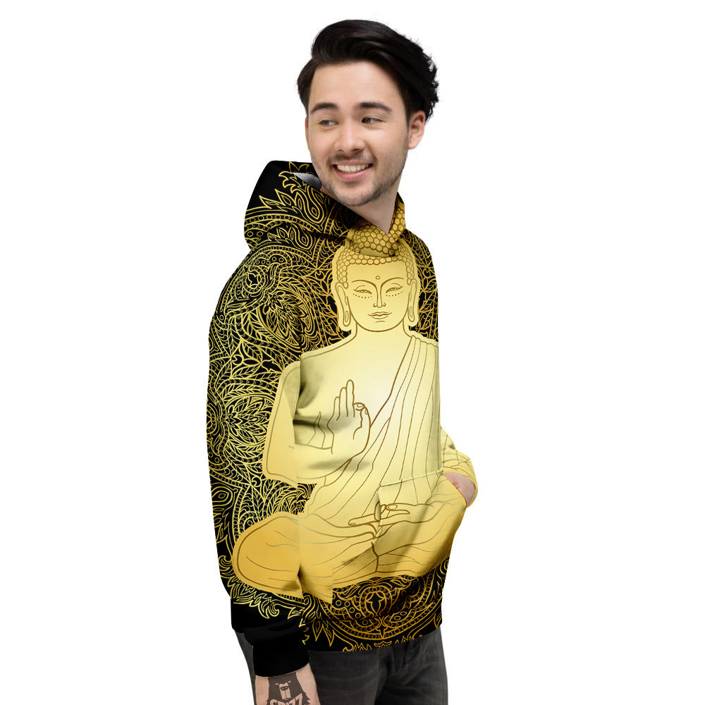 Mandala Buddha Statue Print Men's Hoodie-grizzshop