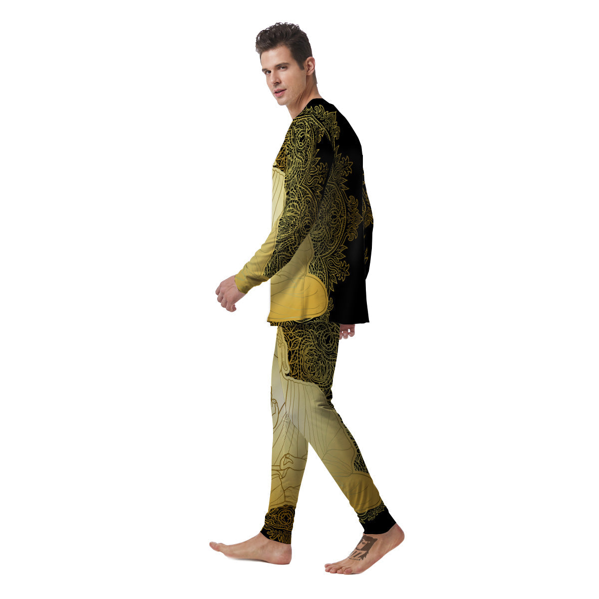 Mandala Buddha Statue Print Men's Pajamas-grizzshop