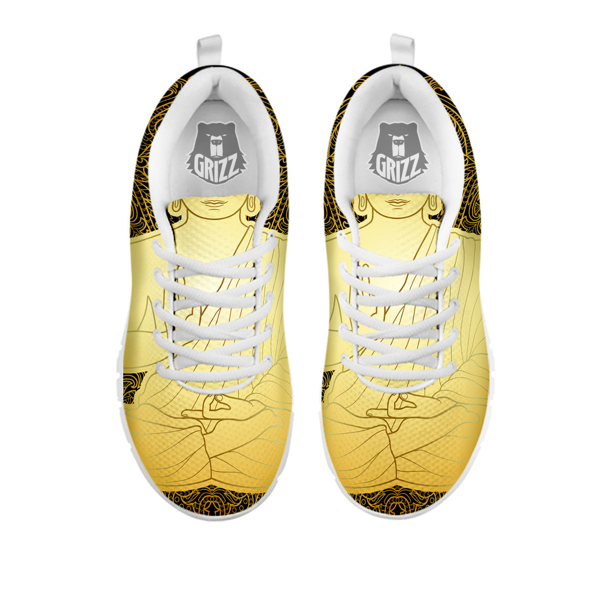 Mandala Buddha Statue Print White Sneaker-grizzshop