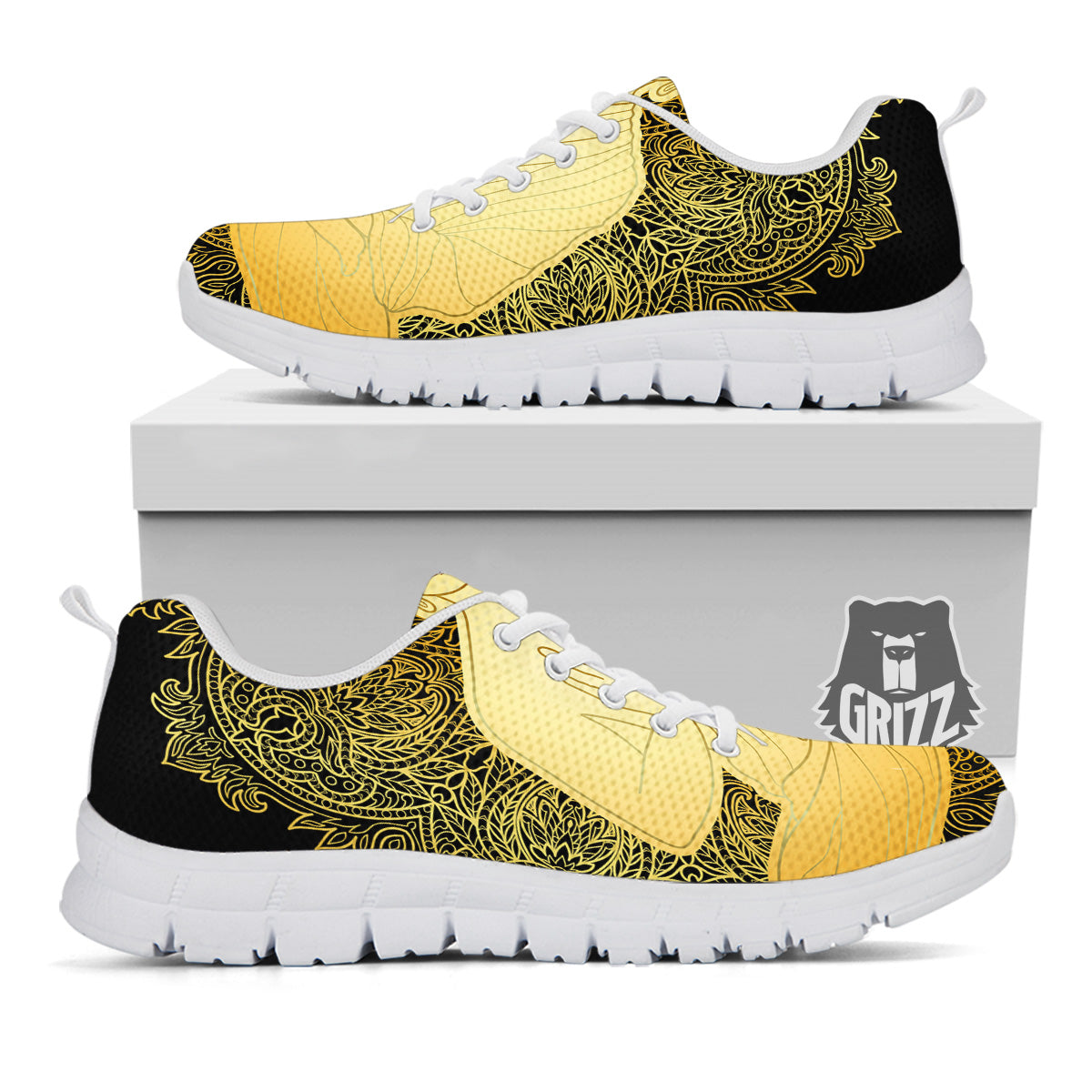Mandala Buddha Statue Print White Sneaker-grizzshop