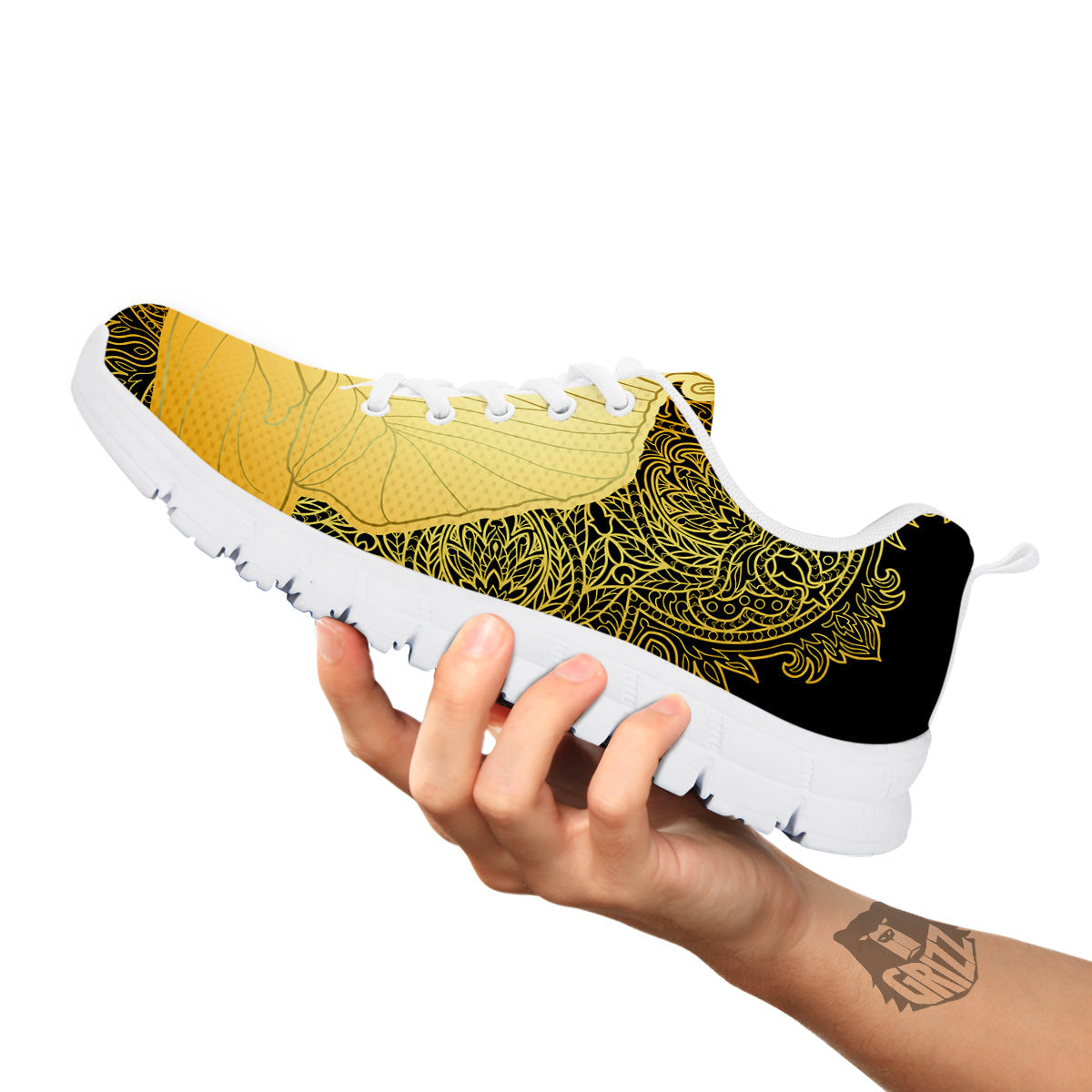 Mandala Buddha Statue Print White Sneaker-grizzshop