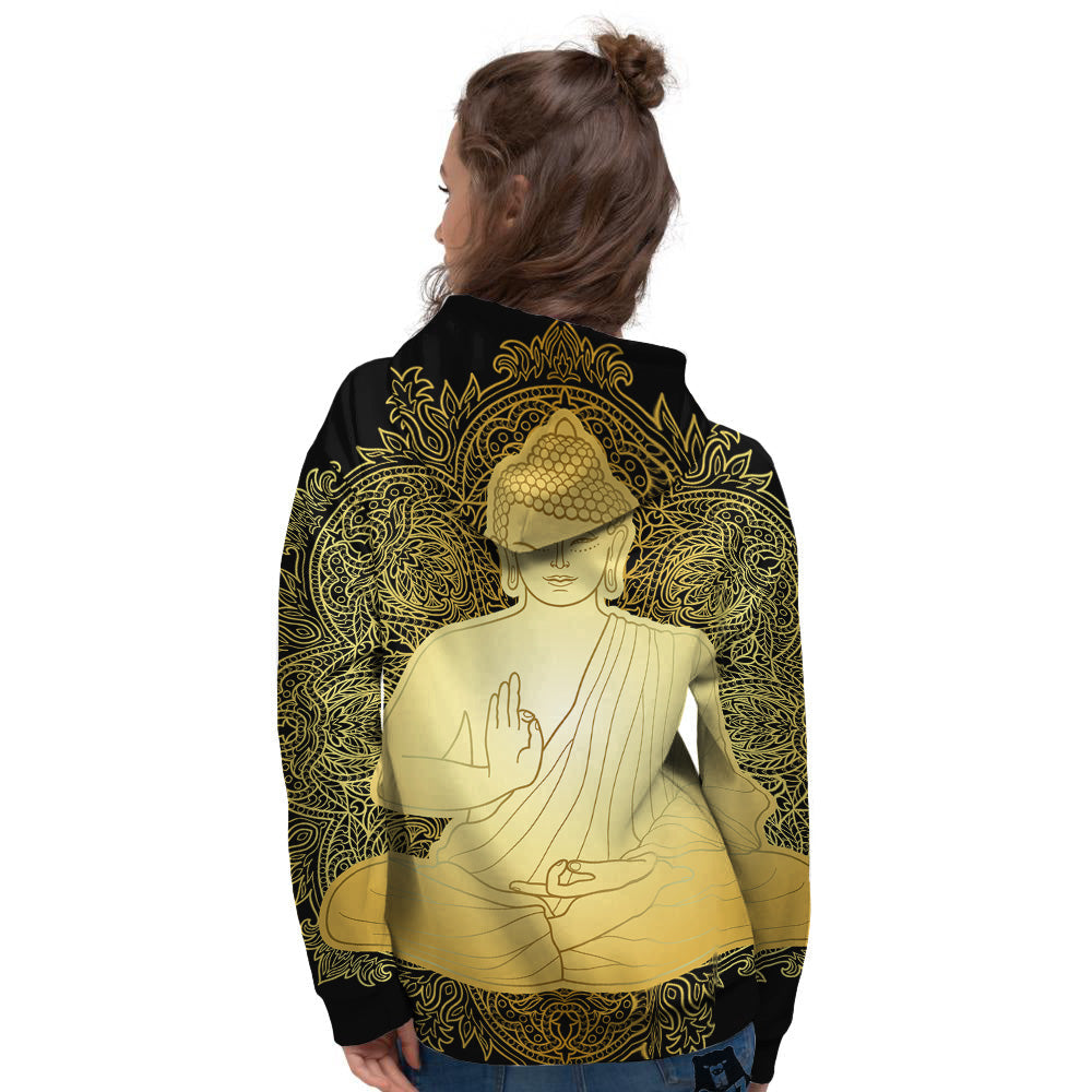Mandala Buddha Statue Print Women's Hoodie-grizzshop
