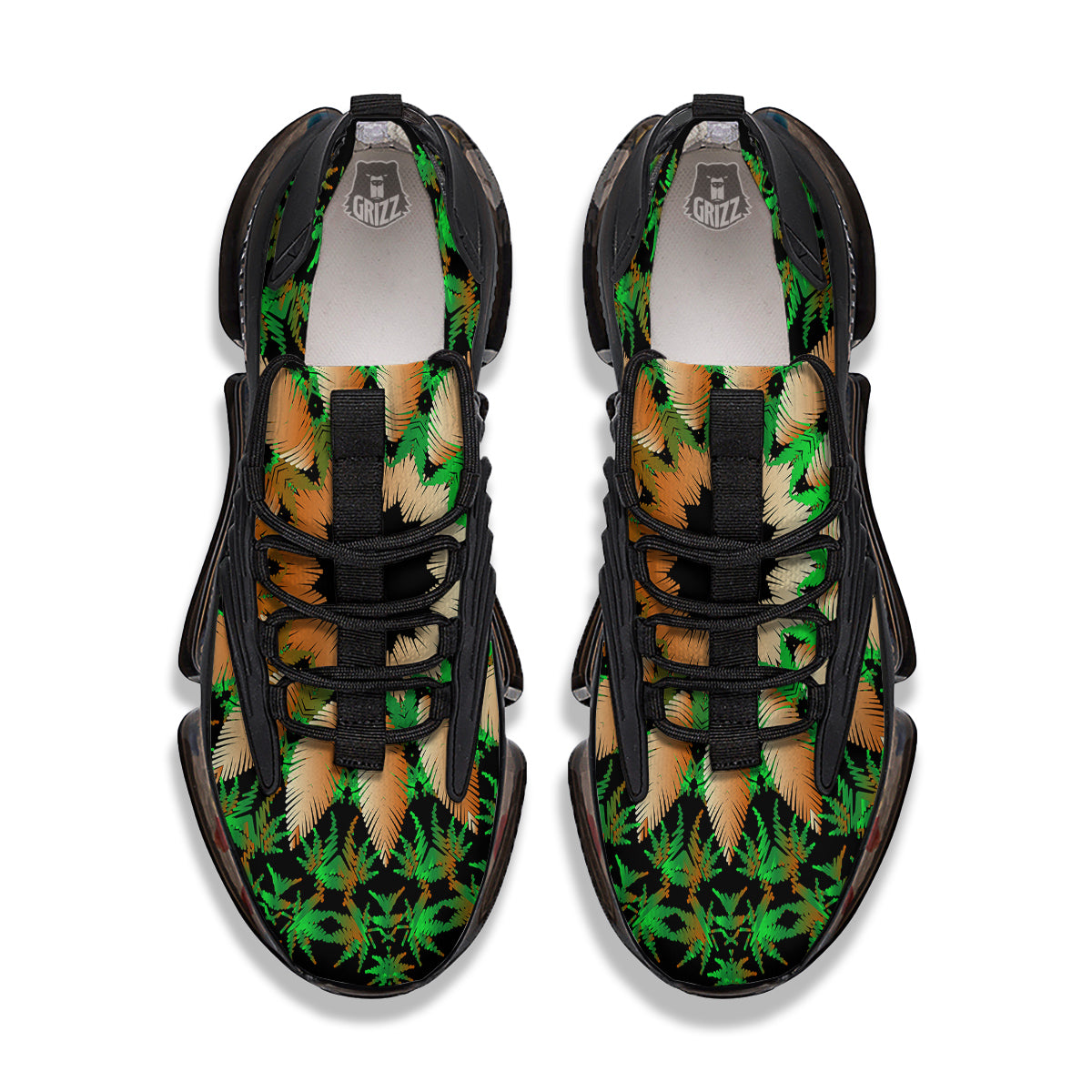 Mandala Cannabis Leaf Print Black Gym Shoes-grizzshop
