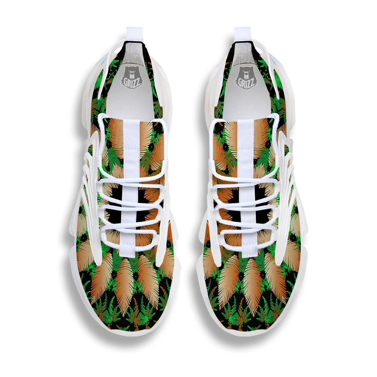 Mandala Cannabis Leaf Print White Gym Shoes-grizzshop