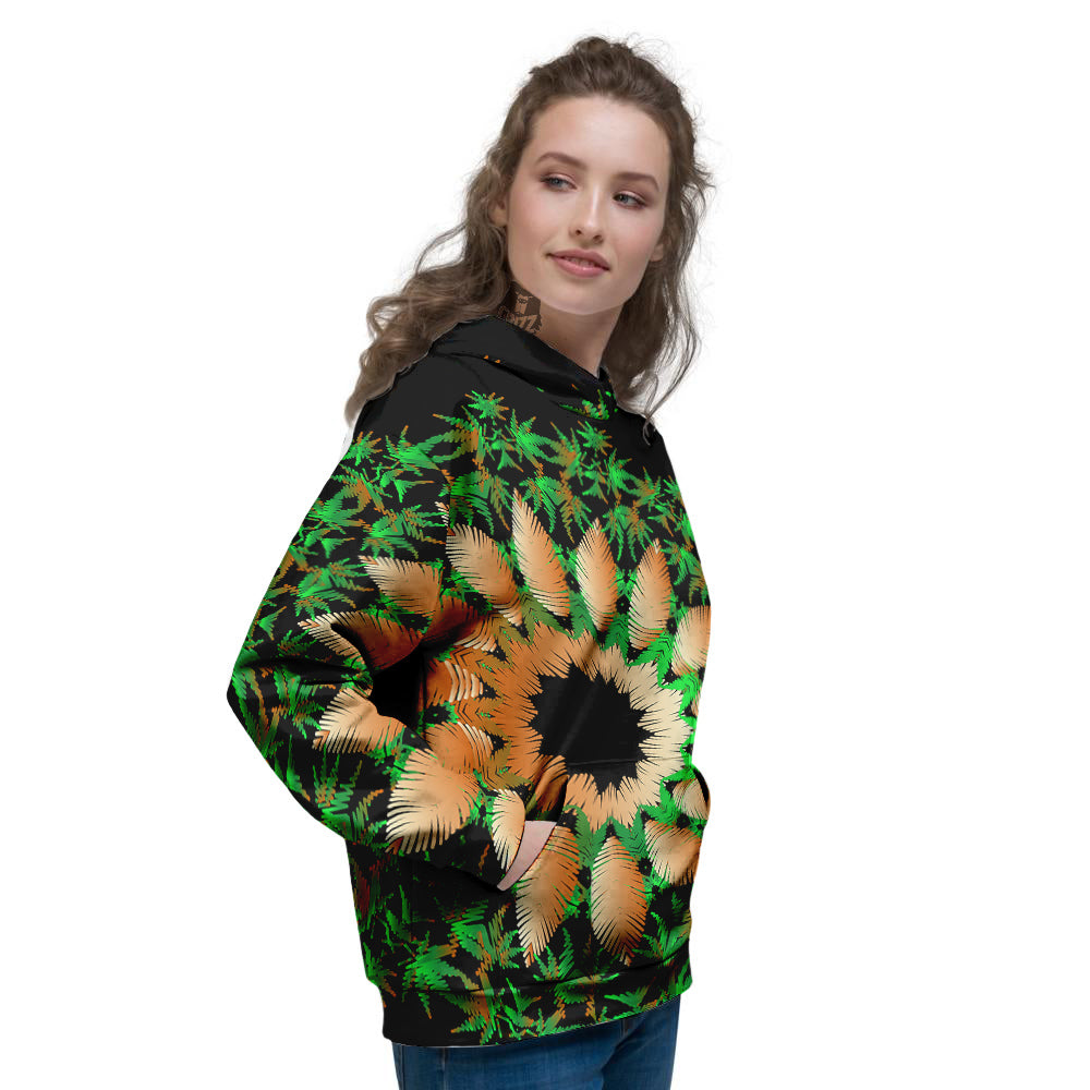 Mandala Cannabis Leaf Print Women's Hoodie-grizzshop