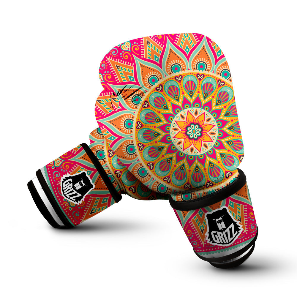 Mandala Circle Colorful Print Boxing Gloves-grizzshop