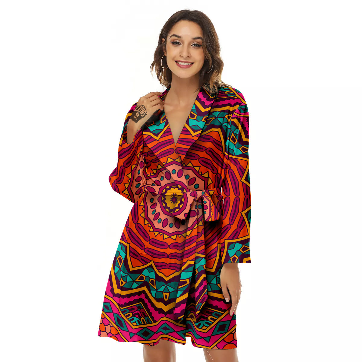 Mandala Colorful Print Women's Robe-grizzshop