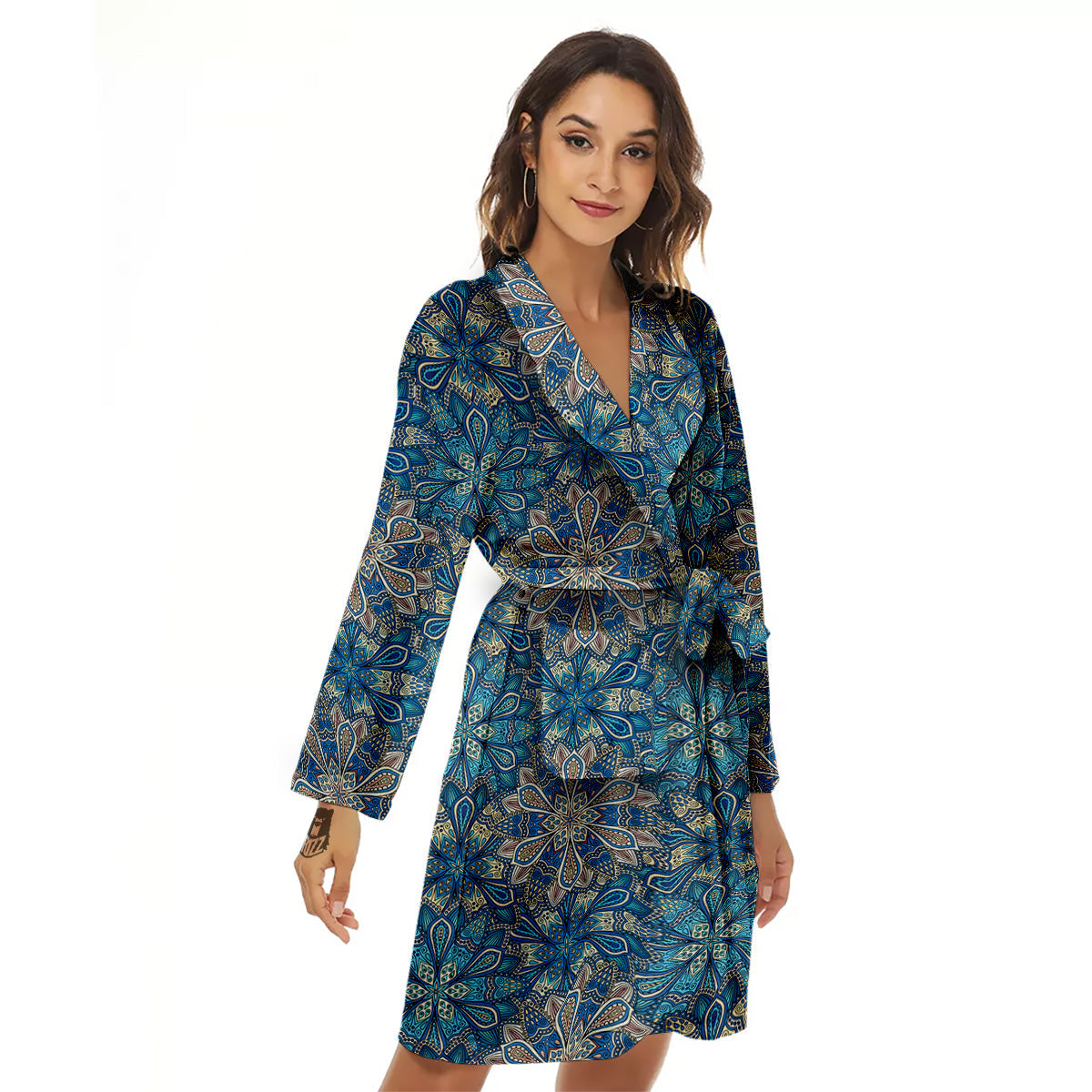 Mandala Floral Boho Chic Print Women's Robe-grizzshop