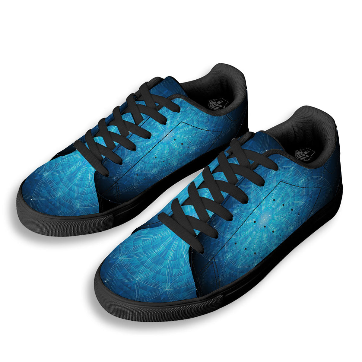 Mandala Light Print Black Low Top Sneakers-grizzshop