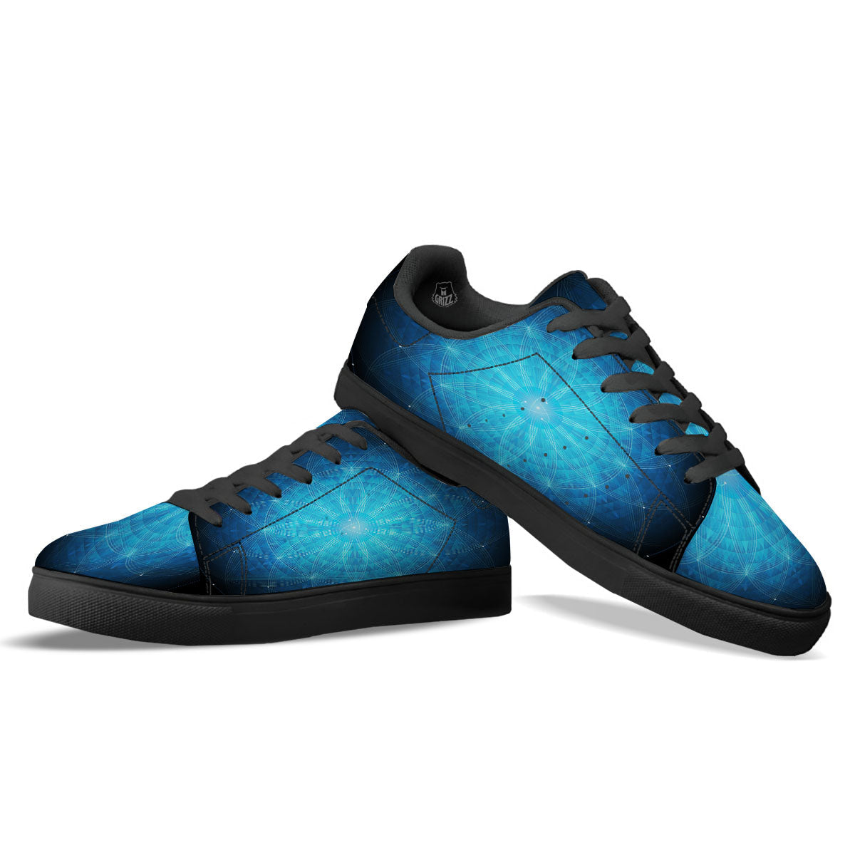 Mandala Light Print Black Low Top Sneakers-grizzshop