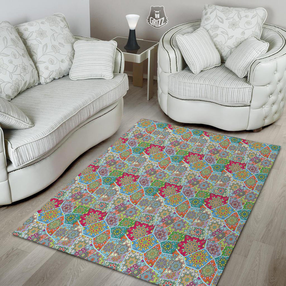 Mandala Patchwork Bohemian Indian Print Floor Mat-grizzshop
