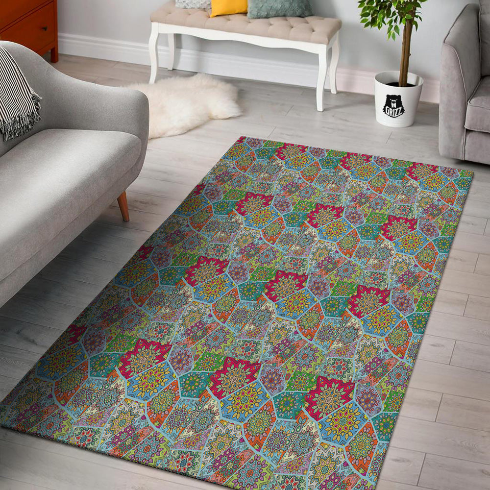 Mandala Patchwork Bohemian Indian Print Floor Mat-grizzshop