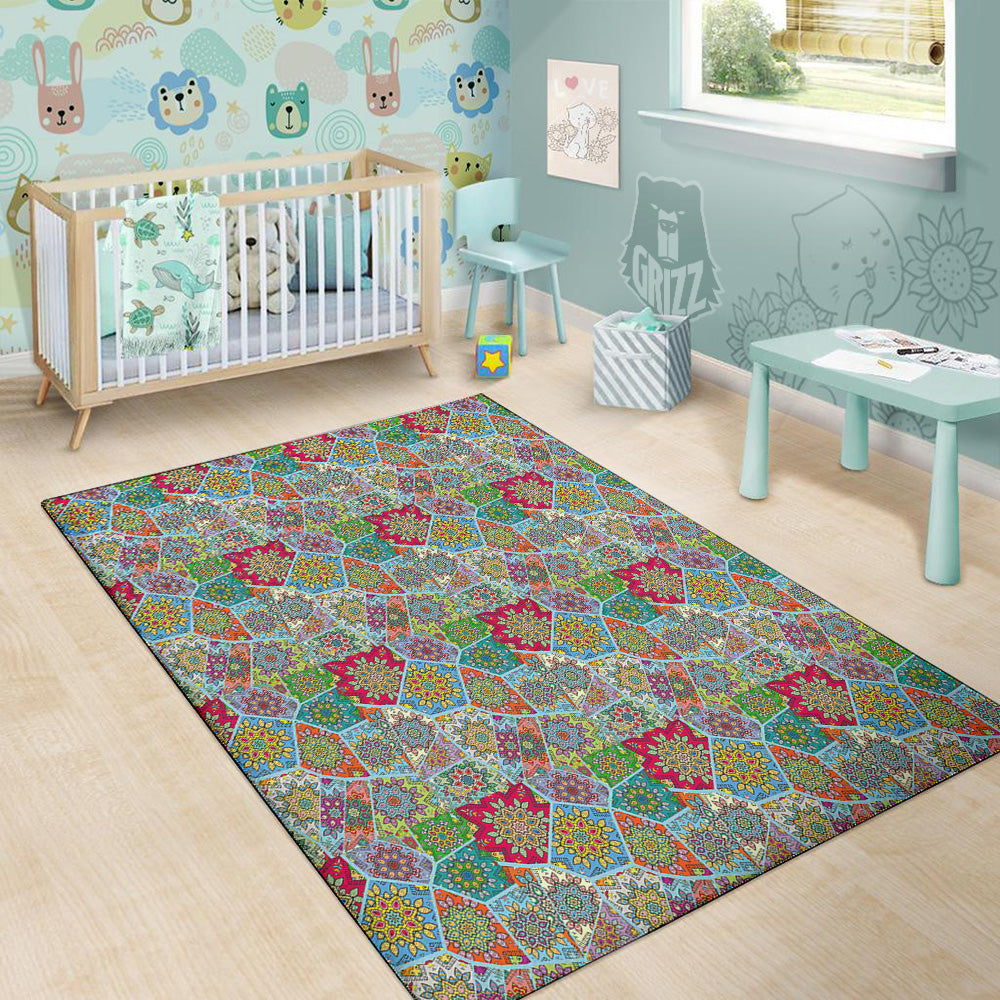 Mandala Patchwork Bohemian Indian Print Floor Mat-grizzshop