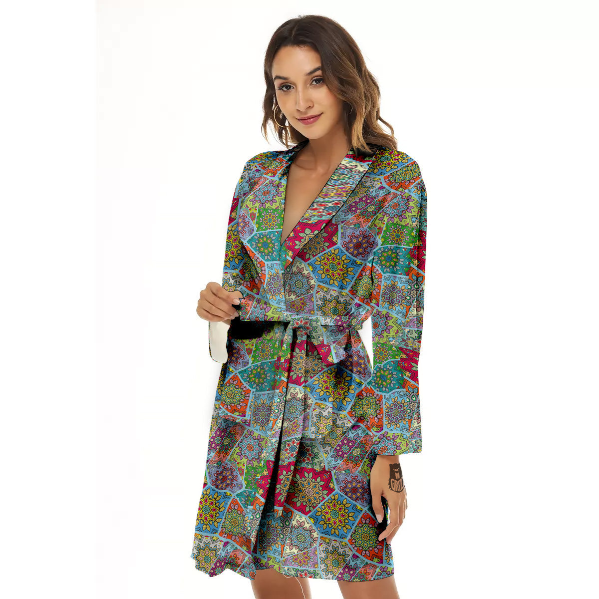 Mandala Patchwork Bohemian Indian Print Women's Robe-grizzshop
