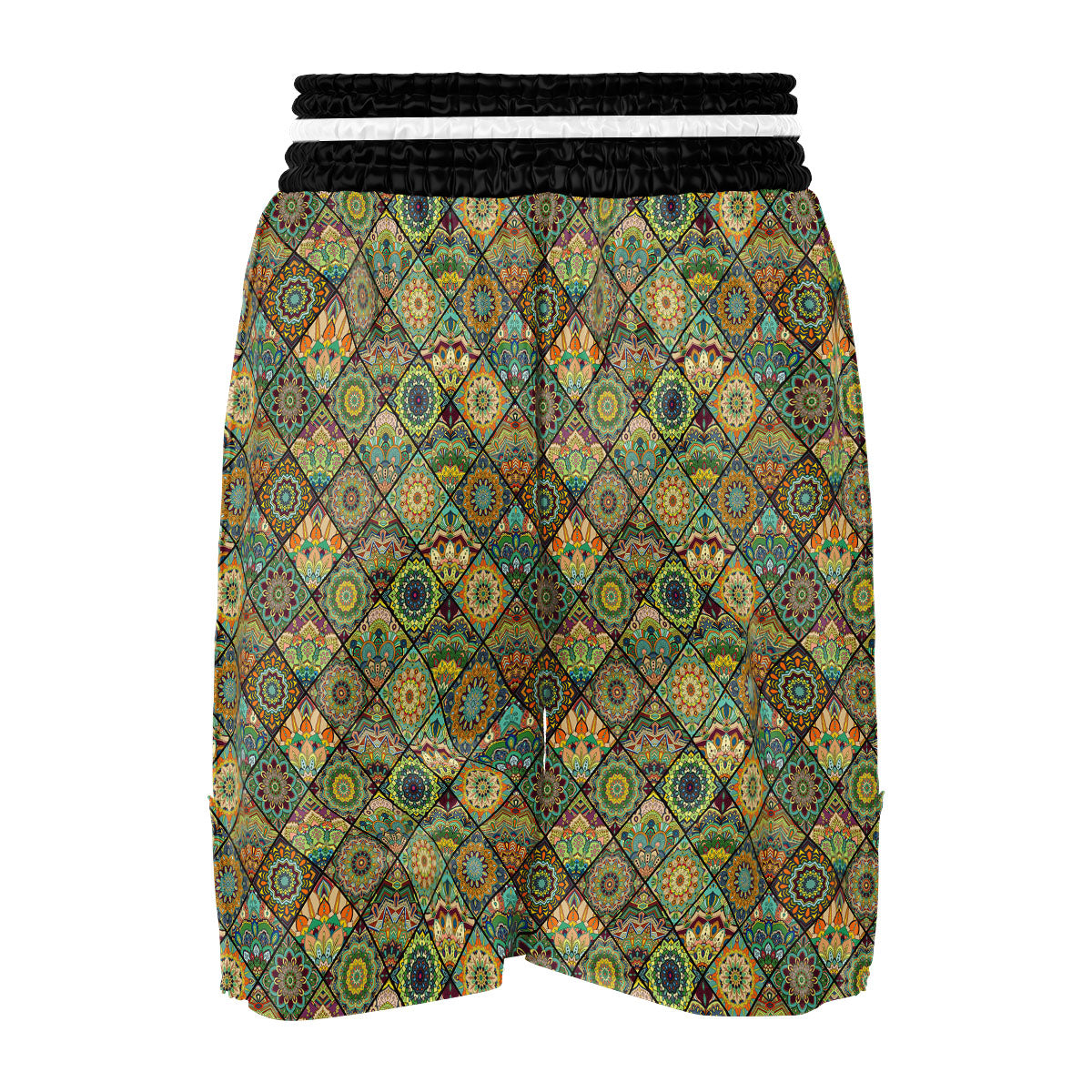Mandala Patchwork Oval Bohemian Print Pattern Boxing Shorts-grizzshop